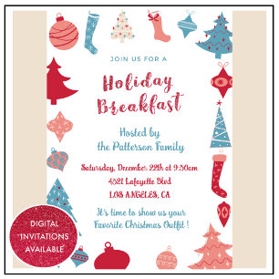 Invitación a Desayuno de Navidad Rosa y Azul Adora