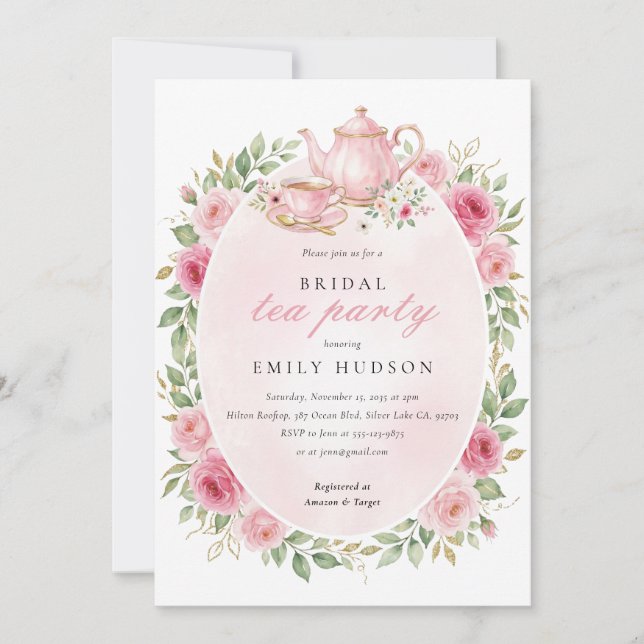 Invitación a Desayuno de Novia Hora del Té (Anverso)
