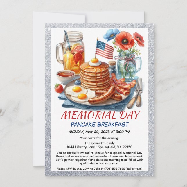 Invitación a Desayuno de Panqueques del Día de los (Anverso)