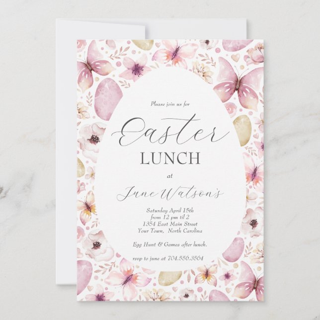 invitación a desayuno de Pascua, invitación a almu (Anverso)