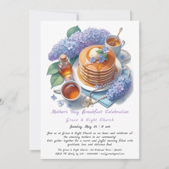 Invitación a Desayuno en la Iglesia para el Día de (Anverso)