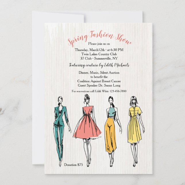 Invitación a desfile de moda de modelo de moda (Anverso)