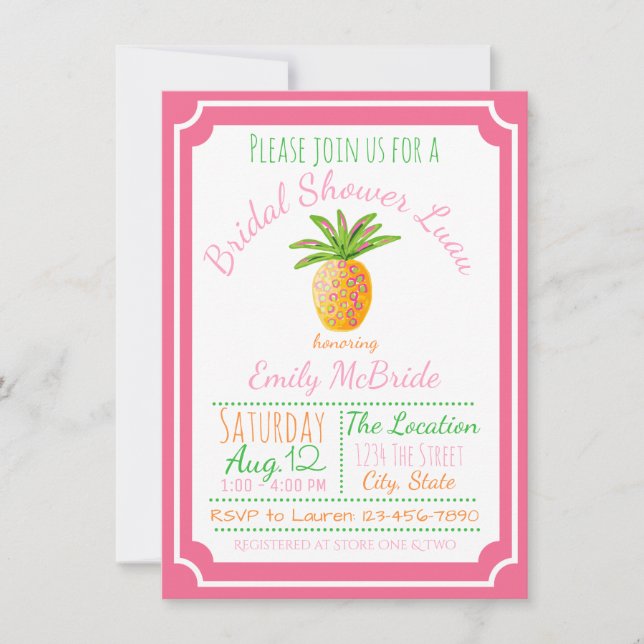 Invitación a Despedida de Soltera de Piña Brisa Ro (Anverso)
