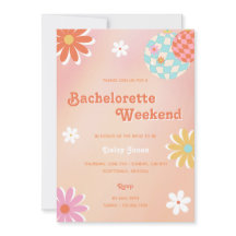 Invitación a despedida de soltera Disco Flower Pow