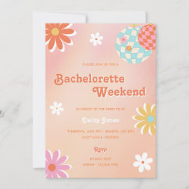 Invitación a despedida de soltera Disco Flower Pow