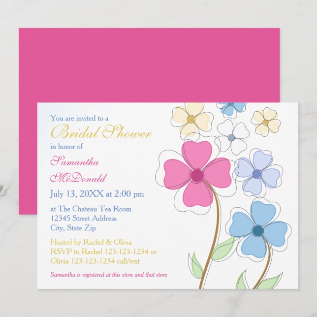Invitación a Despedida de Soltera - Flores de Prim (Anverso / Reverso)