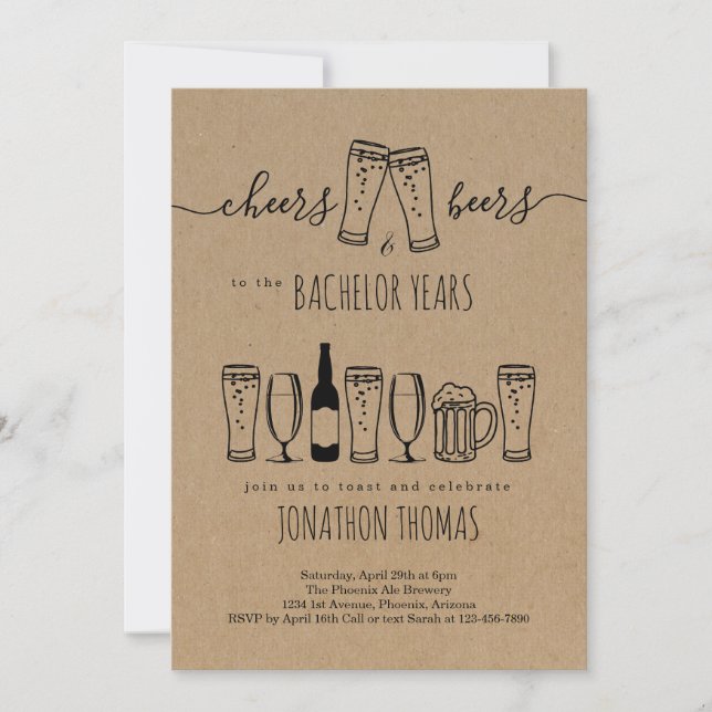 Invitación a Despedida de Soltero con Cheers & Bee (Anverso)