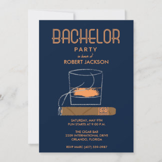 Invitación a Despedida de Soltero con Cigarro y Wh