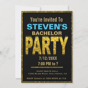 Invitación a Despedida de Soltero Dorado