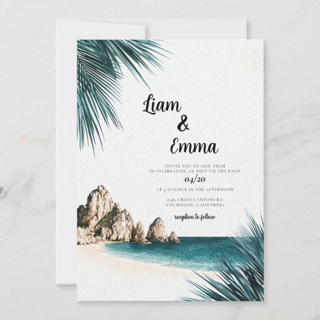 Invitación a destino Boda de Cabo México (Anverso)