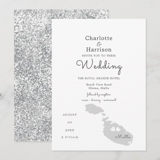 Invitación a destino de Boda de Malta (Anverso / Reverso)