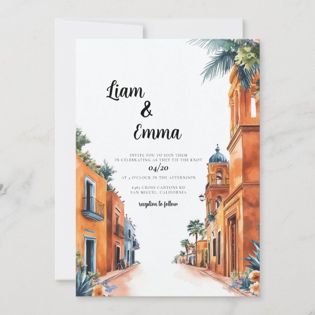 Invitación a destino de Boda de México (Anverso)