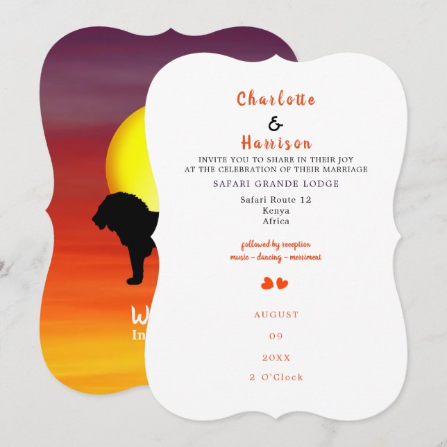 Invitación a destino de Bodas safari africanos (Anverso / Reverso)