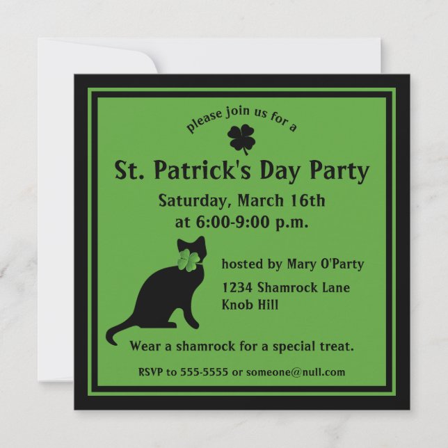 Invitación a Día de Shamrock Kitty St. Patrick (Anverso)