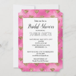 Invitación a diamantes de Purpurina de oro rosado 