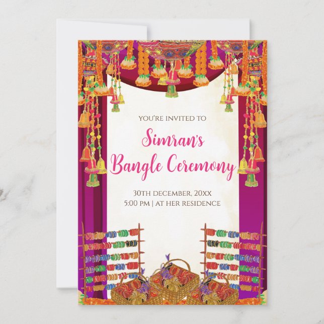 Invitación a Digital Choora y ceremonia de Bangle (Anverso)