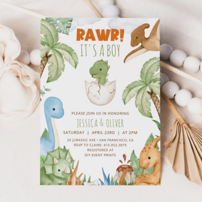 Invitación a DINOSAUR Baby Shower, Dino Baby Showe (Subido por el creador)