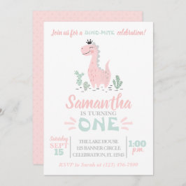 Invitación a dinosaurios de color acuático de prim