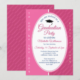 Invitación A DIOS SEA LA GLORIA Personalizado Graduación Rosa