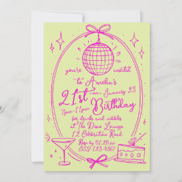 Invitación a disco de cumpleaños 21 personalizado
