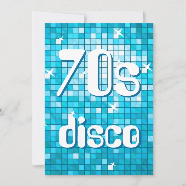 Invitación a disco de Disco Tiles Blue 70s (Anverso)