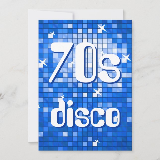Invitación a disco de Disco Tiles Dark Blue 70s (Anverso)