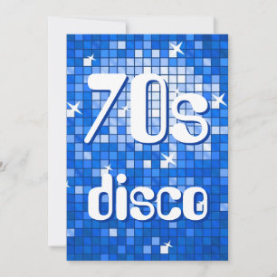 Invitación a disco de Disco Tiles Dark Blue 70s