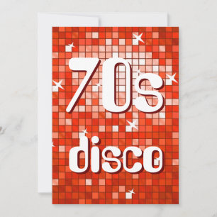 Invitación a disco de Disco Tiles Red 70s