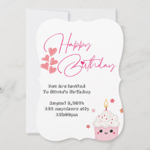 invitación a diseño rosa de un año de antigüedad