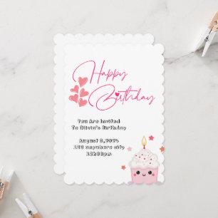 invitación a diseño rosa de un año de antigüedad