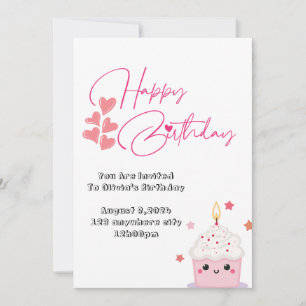 invitación a diseño rosa de un año de antigüedad
