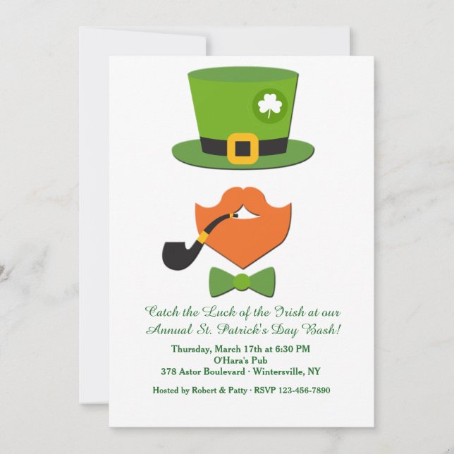 Invitación a disfrazar el Día de San Patricio (Anverso)