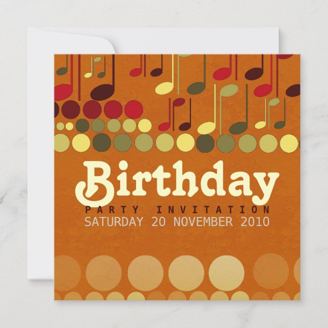 Invitación a divertirse con música de cumpleaños (Anverso)