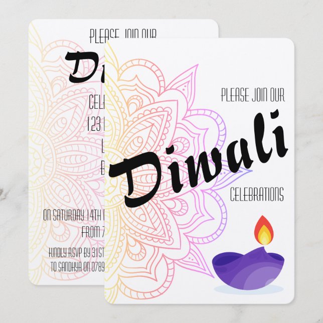 Invitación a Diwali (Anverso / Reverso)