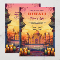Invitación a Diwali por el resplandor del templo