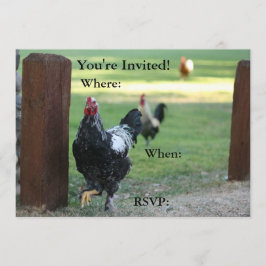 Invitación a doble cara, gallo
