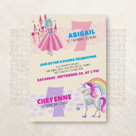 Invitación a doble cumpleaños conjunta de Princess