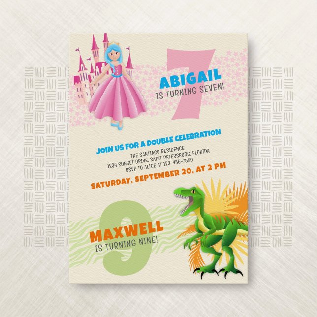 Invitación a doble cumpleaños de la unión de dinos (Subido por el creador)