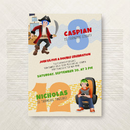 Invitación a doble cumpleaños de Pirate Gamer Join