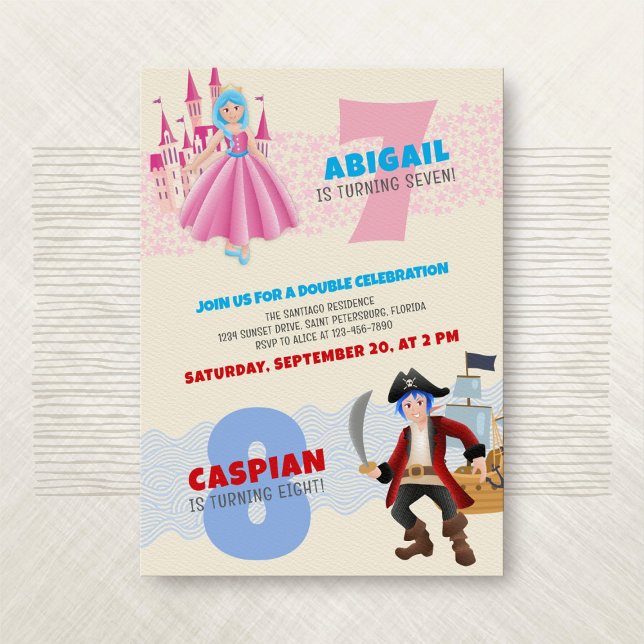 Invitación a doble cumpleaños de Princess Pirate J (Subido por el creador)