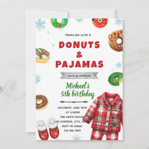 Invitación a donut de pijama de Navidad