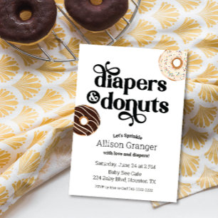 Invitación a donut y pañales para rociar bebé