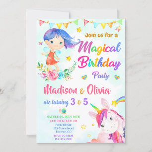Invitación a dos chicas por cumpleaños de Fairy y