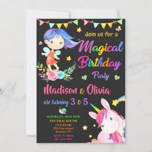 Invitación a dos chicas por cumpleaños de Fairy y