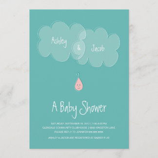Invitación a Droplet Baby Shower Aqua/Pink