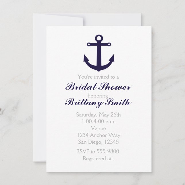 Invitación a ducha azul de la Marina de Ancla Náut (Anverso)