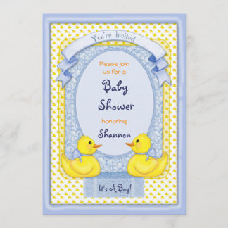Invitación a ducha azul dudoso de goma