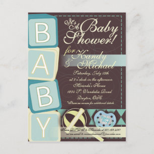 Invitación a ducha B-A-B-Y Baby Boy