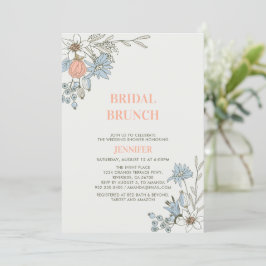 Invitación a ducha Boho Spring Blue Floral Bridal 