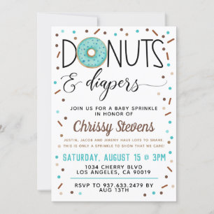 Invitación a ducha con chorro de agua de donut de
